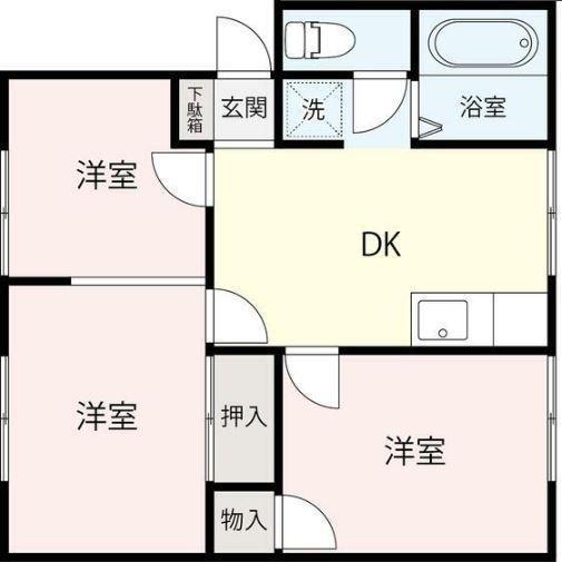 富士ハイツ(3DK/1階)の間取り写真