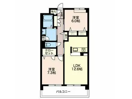 エクセル森越(2LDK/1階)の間取り写真