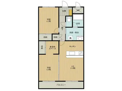 PASTORAL上塩冶(2LDK/2階)の間取り写真