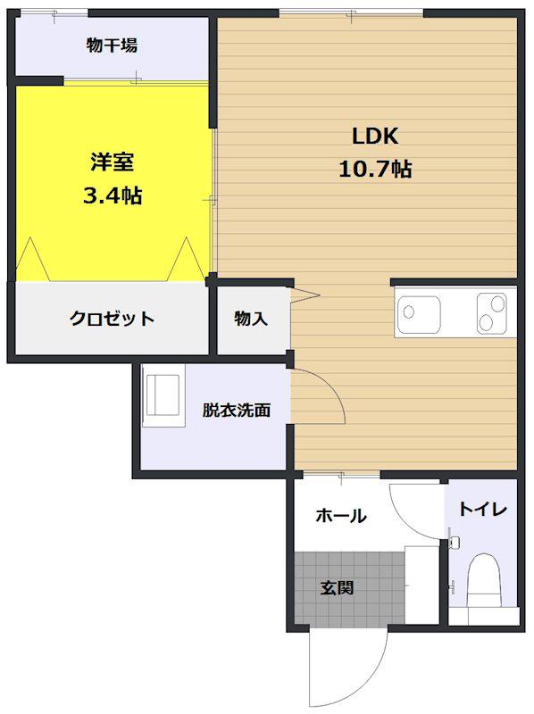MON REVE(1LDK/2階)の間取り写真