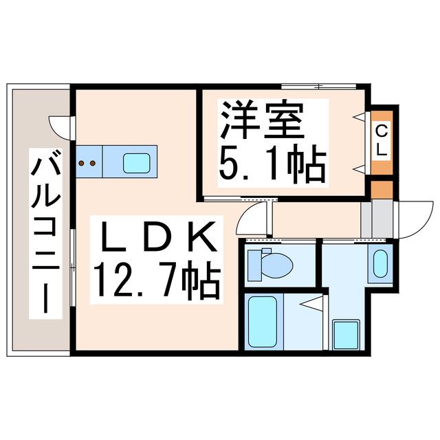 シャンテ春日(1LDK/1階)の間取り写真