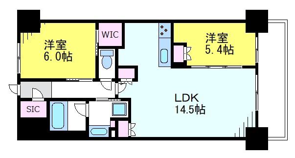 トラープランド翠命館(2LDK/6階)の間取り写真