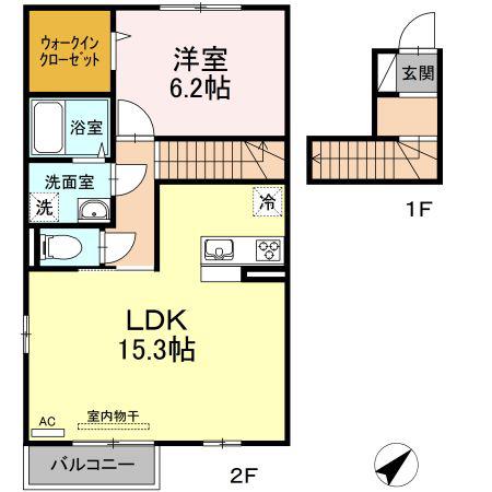 エトワールしゅりV(1LDK/2階)の間取り写真
