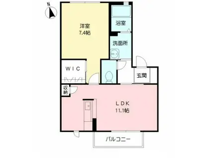 サウザンドタウン  C棟(1LDK/2階)の間取り写真