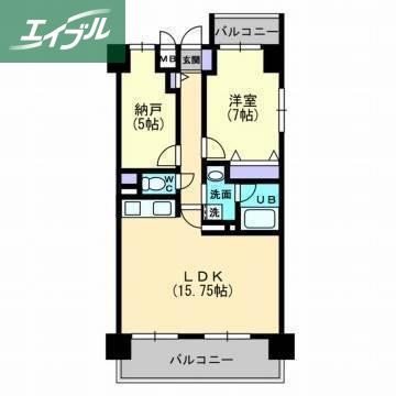 ル・サンク西市(2LDK/1階)の間取り写真
