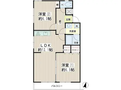 グリーンハイツ(2LDK/2階)の間取り写真