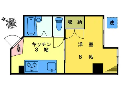 Kフラット(1K/1階)の間取り写真