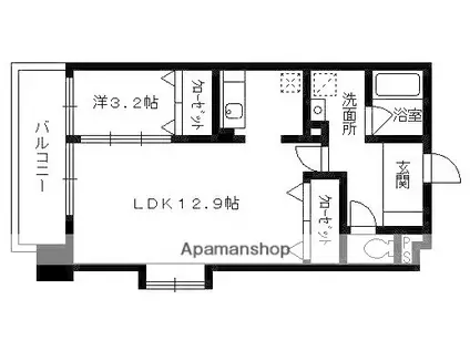 セレス別府(1LDK/3階)の間取り写真