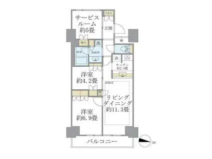 ブリリアイスト東雲キャナルコート(2SLK/11階)の間取り写真