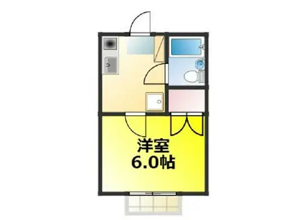 ウイングⅡ(1K/2階)の間取り写真