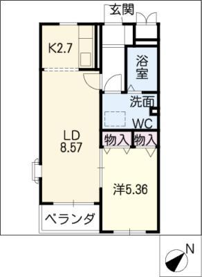FLAT・T(1LDK/3階)の間取り写真