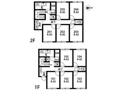 TOKYOβ下井草1 1棟貸し(ワンルーム/2階)の間取り写真