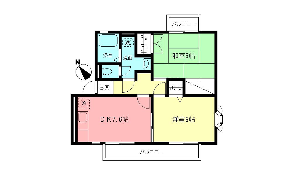 アドミラブール(2DK/2階)の間取り写真