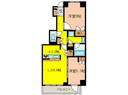 IPSE府中(2LDK/10階)の間取り写真