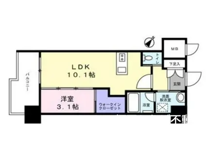 アクアステージ美野島(1LDK/4階)の間取り写真