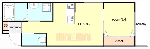 GAZELLE NOAH尼崎次屋(1LDK/2階)の間取り写真
