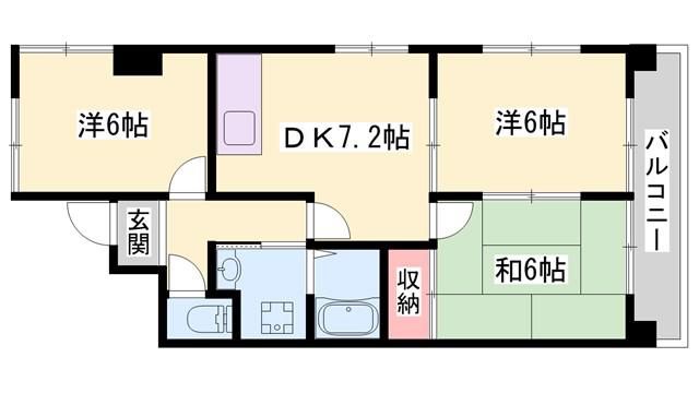ロイヤルコーポ東雲(3DK/6階)の間取り写真