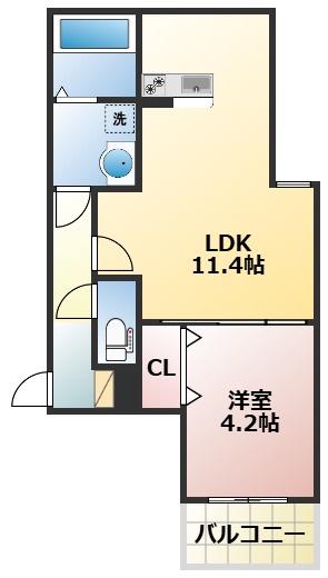 メゾンクレール御領(1LDK/2階)の間取り写真