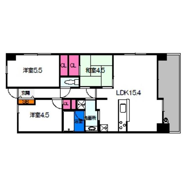 レジディア都島I(3LDK/14階)の間取り写真