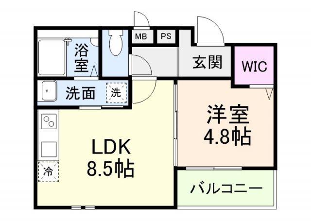 フルールハチテラス(1LDK/1階)の間取り写真
