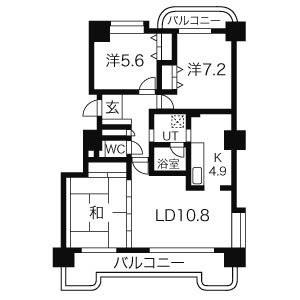 第3エクセルナガタ(3LDK/9階)の間取り写真