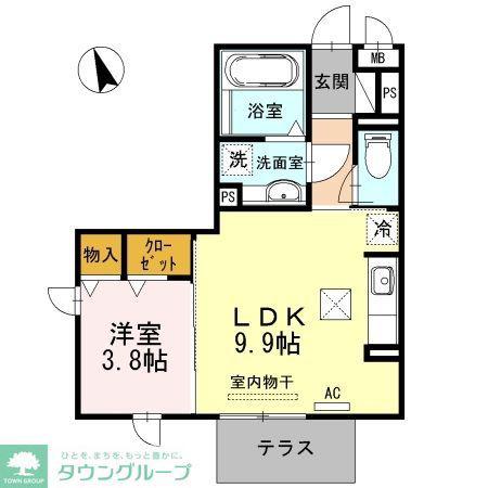 シュエット(1LDK/1階)の間取り写真