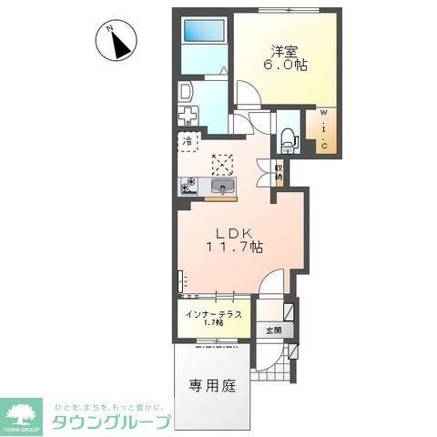 寒川町宮山アパート(1LDK/1階)の間取り写真