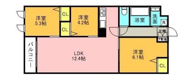 THE BELUGA 世田谷 RESIDENCE(2SLDK/1階)の間取り写真
