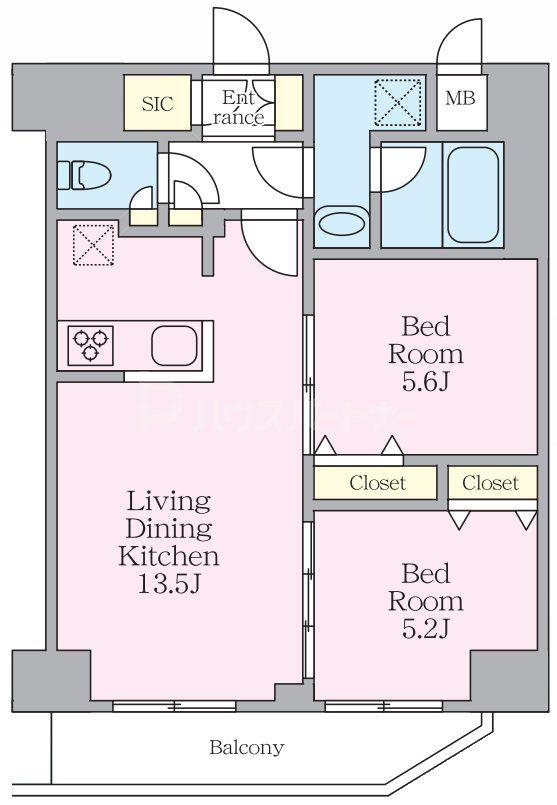 S-RESIDENCE板橋大山CLAIR(2LDK/6階)の間取り写真