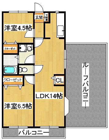 MILLE GRANDE(2LDK/4階)の間取り写真