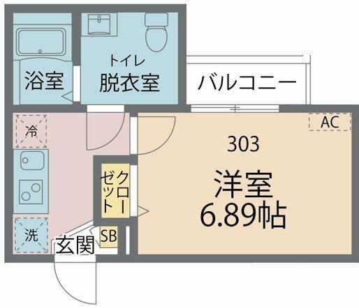カインドネス海老名2(1K/3階)の間取り写真