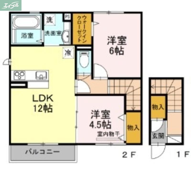 LA・MAISONB(2LDK/2階)の間取り写真