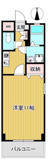 ストゥディオ ダマダ(1K/2階)の間取り写真
