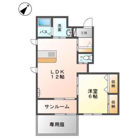 ラコルト(1LDK/1階)の間取り写真