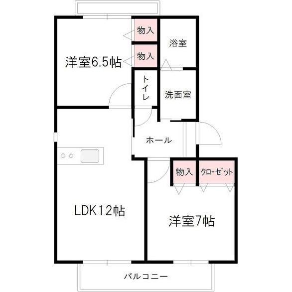 シャンテミヤ(2LDK/2階)の間取り写真
