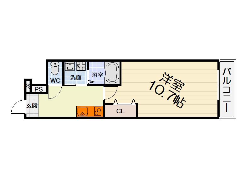 フジパレス浜寺公園I番館(1K/2階)の間取り写真
