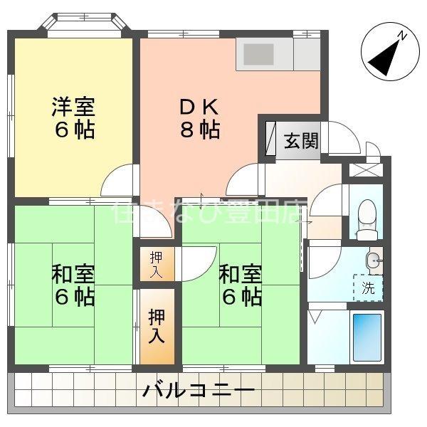 金下コーラス(3DK/2階)の間取り写真