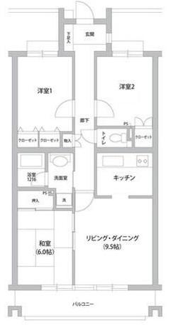 テルミビル(3LDK/1階)の間取り写真