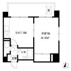 第一ファミールビル(1DK/5階)の間取り写真