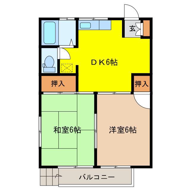 ひばりマンション(2DK/1階)の間取り写真