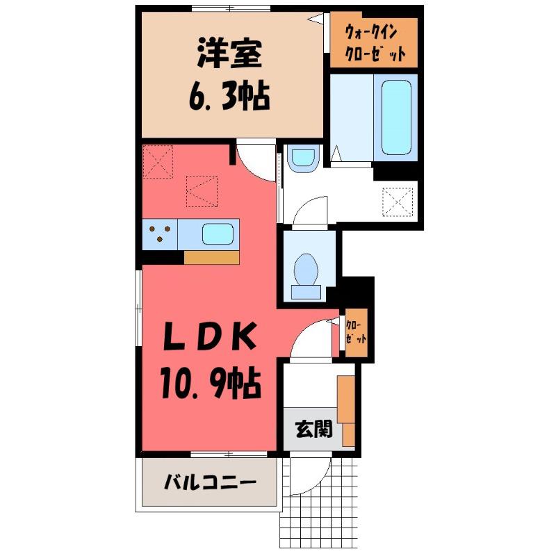 ジュライ・玉泉(1LDK/1階)の間取り写真