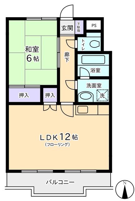 パインハイツ(1LDK/3階)の間取り写真