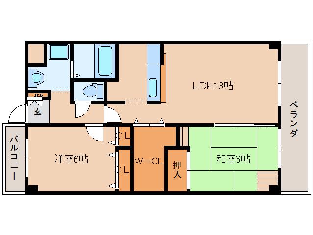 リジェール菅原(2LDK/2階)の間取り写真