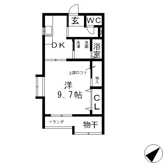 ハイツサーシャII(1DK/2階)の間取り写真