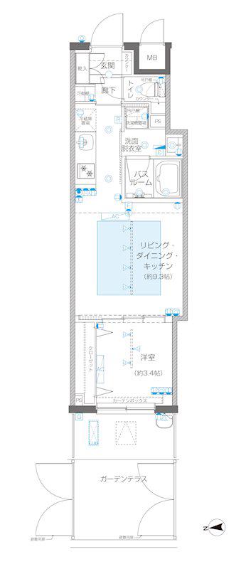 ZOOM信濃町(1LDK/1階)の間取り写真