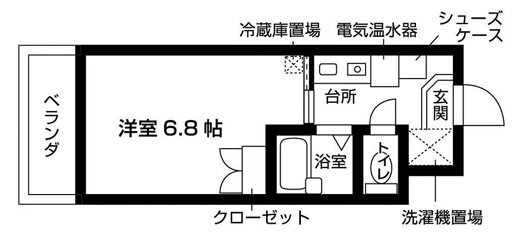 プラトー本厚木(ワンルーム/6階)の間取り写真