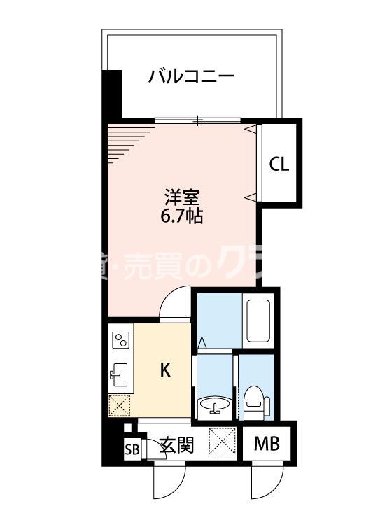 LUXEドーム前I(1K/8階)の間取り写真