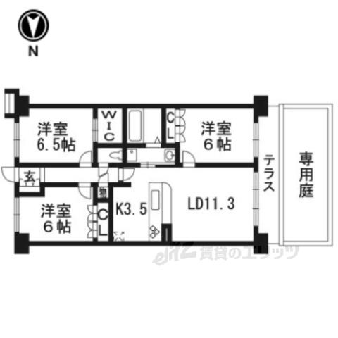 クレヴィア京都 四条後院通(3LDK/1階)の間取り写真