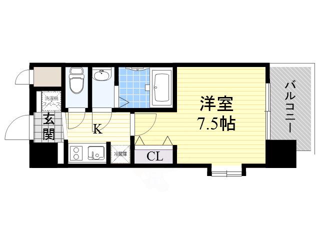 スプランディッド難波2(1K/3階)の間取り写真
