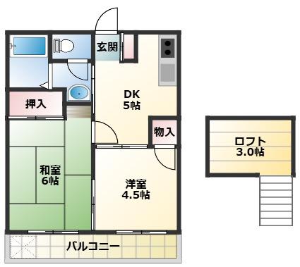 フローラル調布(2DK/2階)の間取り写真